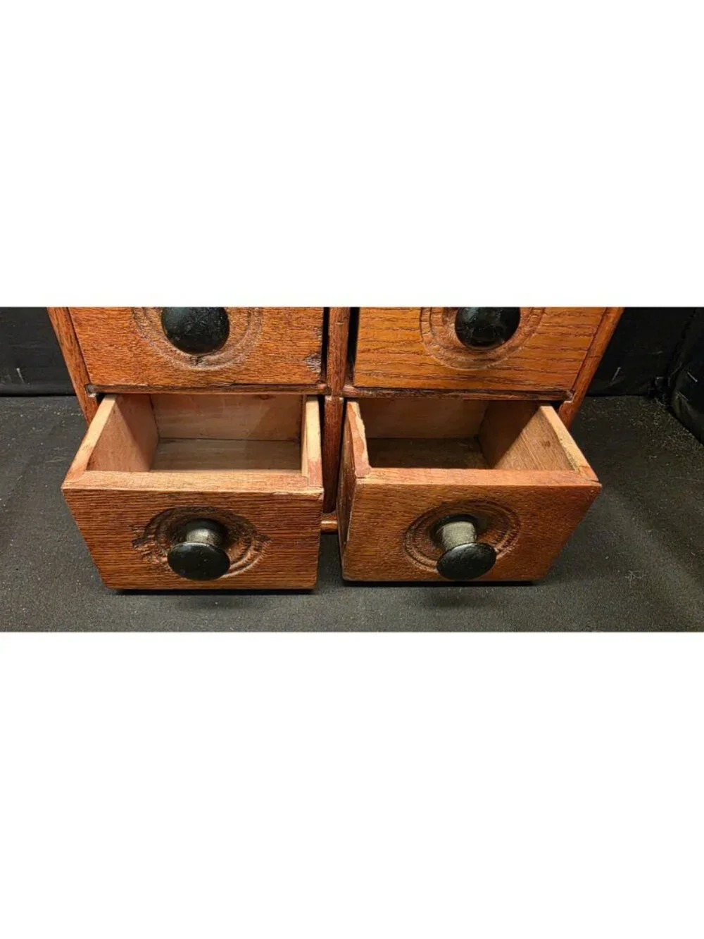 Antique Wood Spice Chest 8 Drawer Apothecary Cabinet Primitive Wall or Tabletop